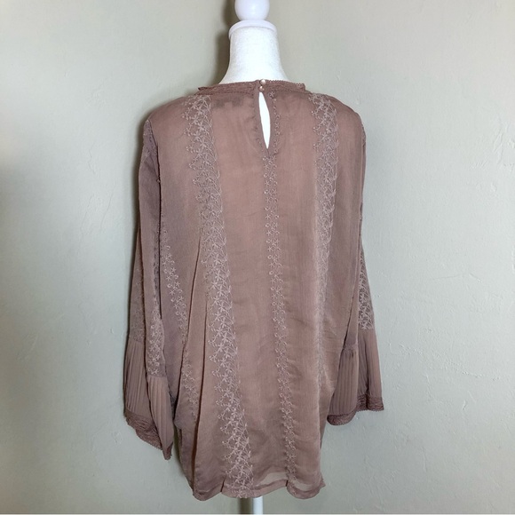 A DIP OF DARLING Victorian Blouse Dusty Rose Pink Embroidered 3/4 Sleeve SZ XL - Picture 2 of 14